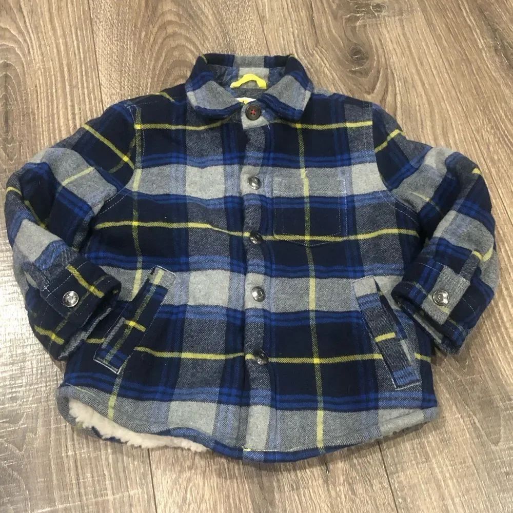 Boys Boden Jacket Size 2-3 years old Navy and Gray Plaid Kids Jacket